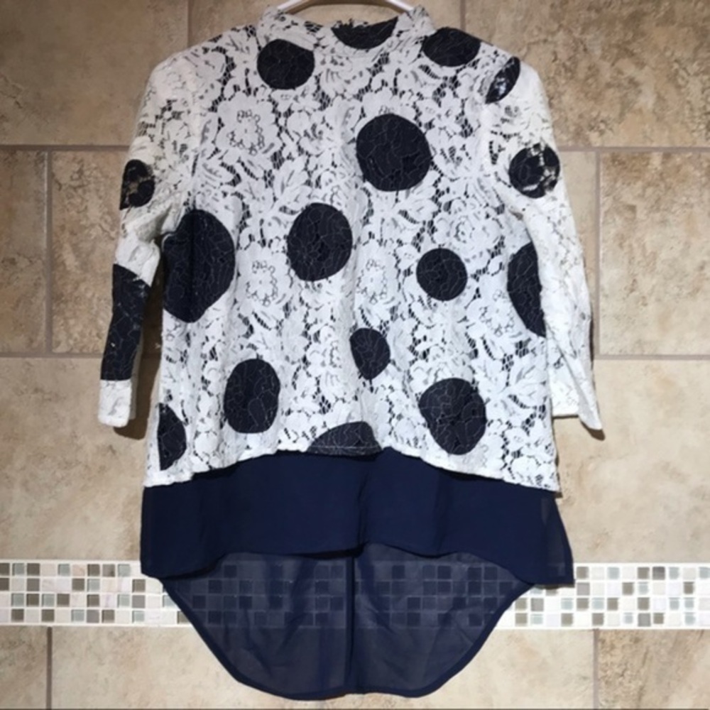 Anthropologie HD in Paris Romantic Lace Polka Dot shirt 0